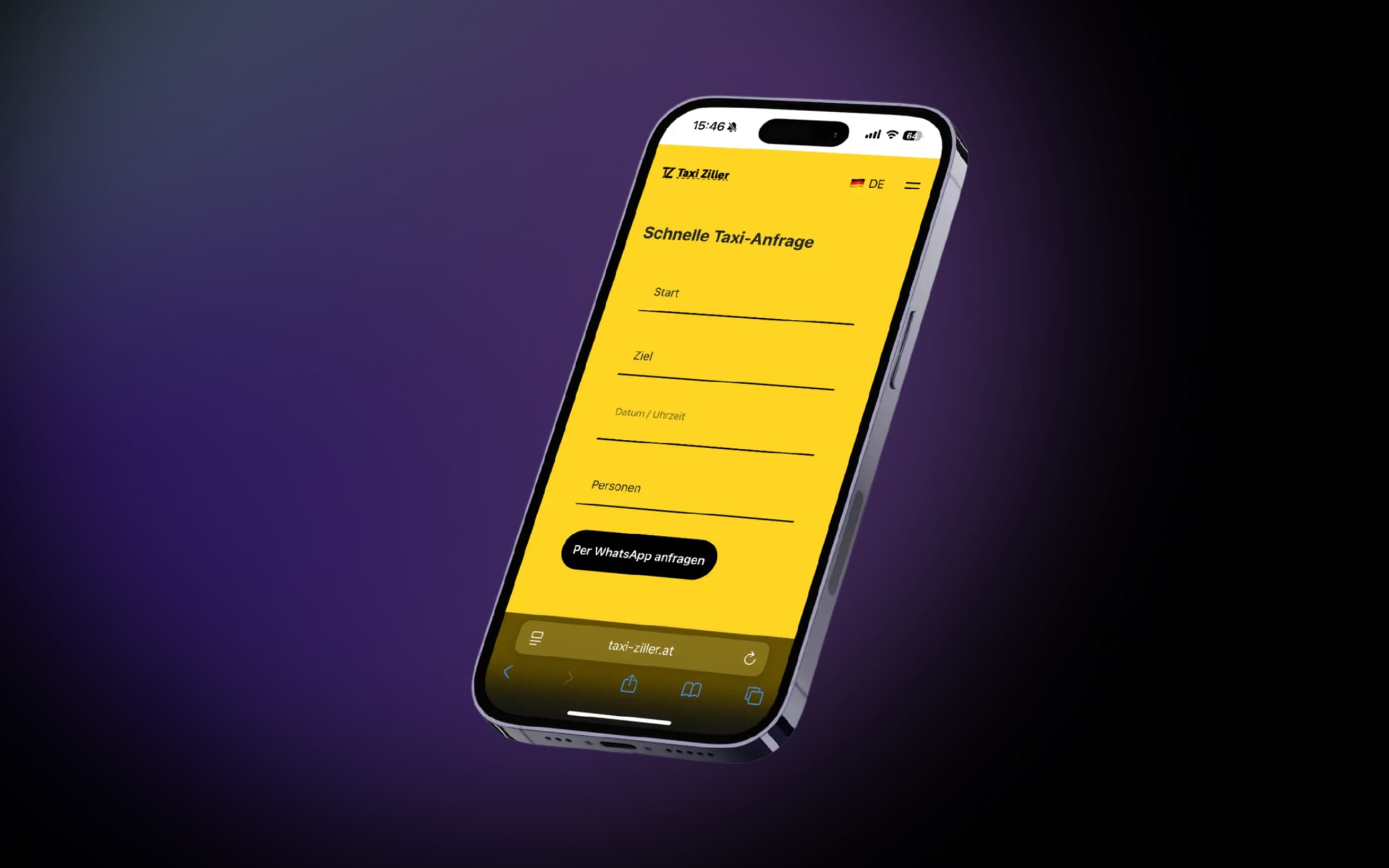 Mockup der Website von Taxi-Ziller