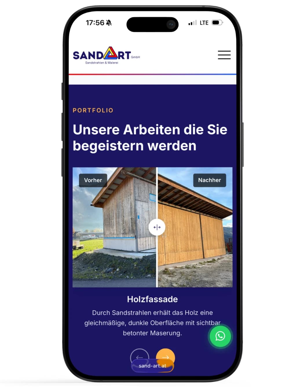 Mockup der Website von SandArt GmbH